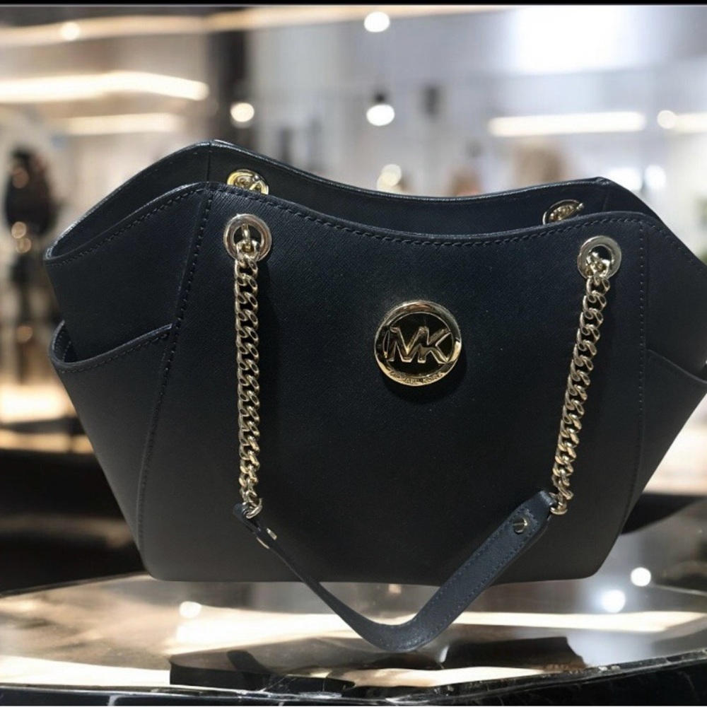 Michael Kors Black Shoulder Bag with Gold Chain